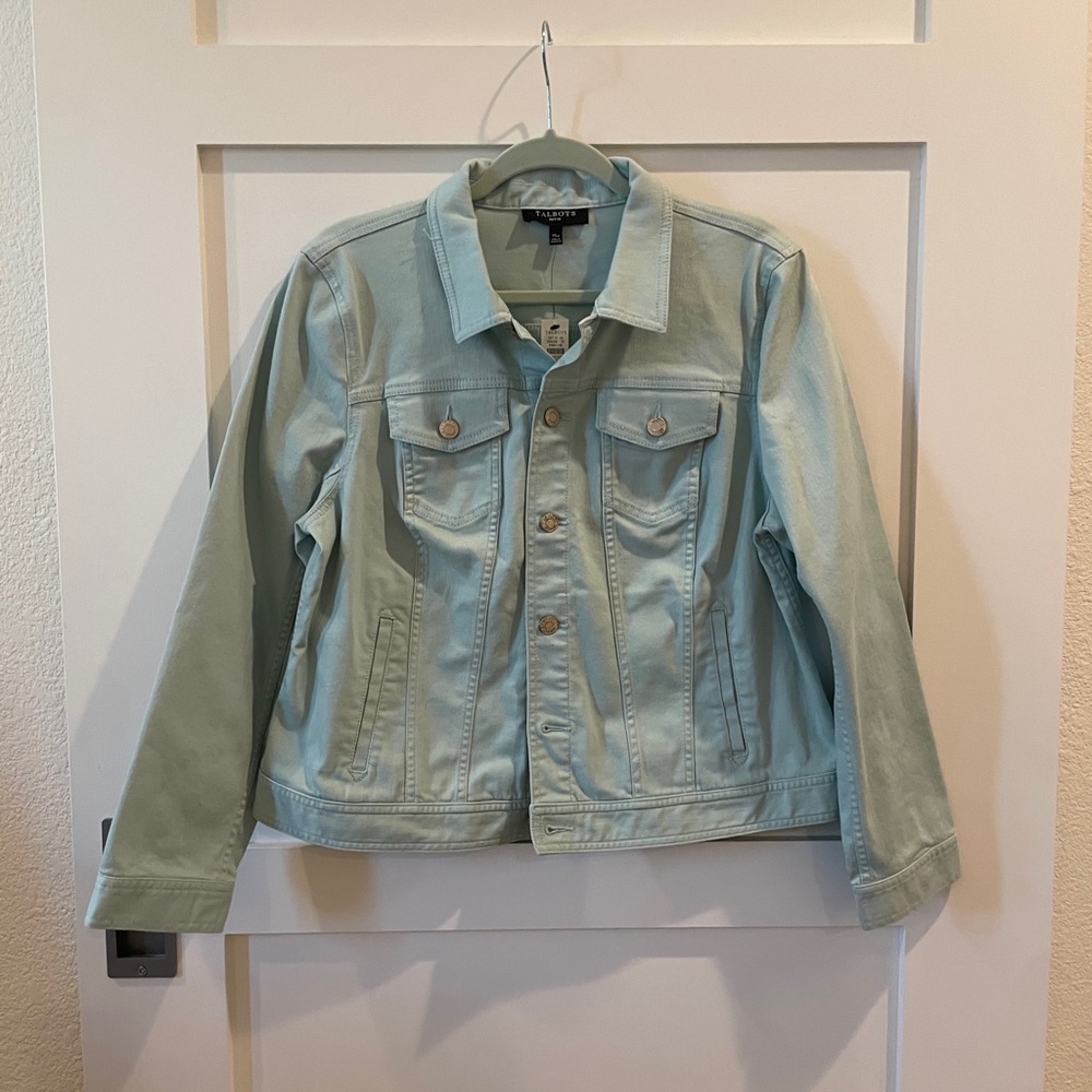 NWT Talbots Denim Style Jacket XL petite Light Blue